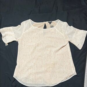 Ann Taylor Cream Blouse with Subtle Pattern